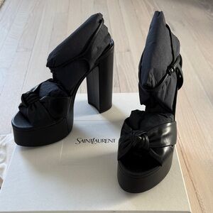 NWT Saint Laurent Black Knotted Platform Sandals
